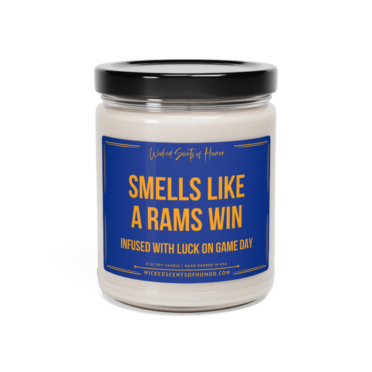 Smells Like A Rams Win Candle, Unique Gift Idea, Los Angeles Rams Gift Candle, NFL Rams Candle, Game Day Decor, Sport Themed Candle