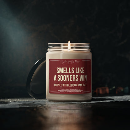 Smells Like Sooners Win Candle, Unique Gift Idea, Oklahoma Sooners Candle, Oklahoma Gift Candle, Game Day Decor, College Spo