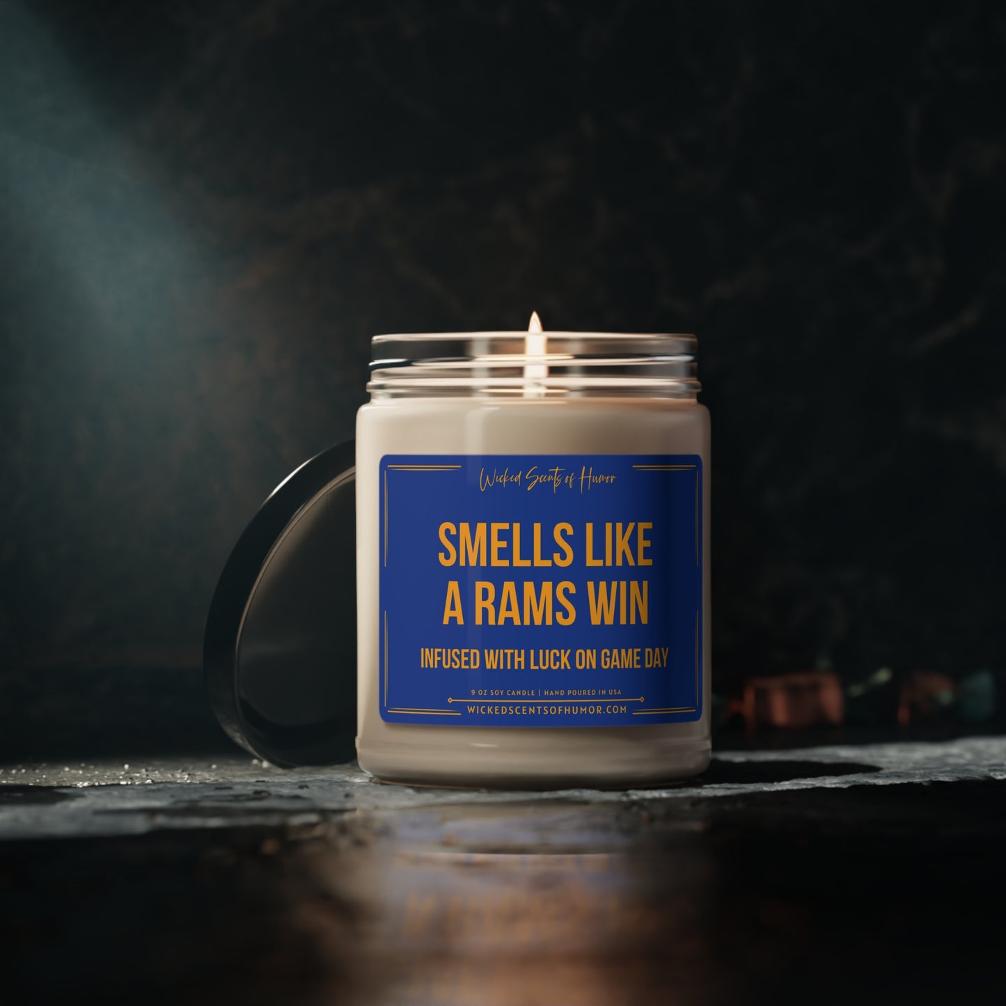 Smells Like A Rams Win Candle, Unique Gift Idea, Los Angeles Rams Gift Candle, NFL Rams Candle, Game Day Decor, Sport Themed Candle