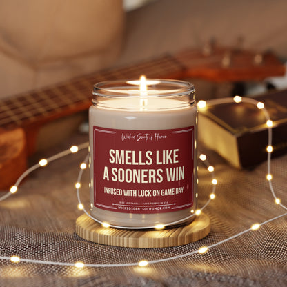 Smells Like Sooners Win Candle, Unique Gift Idea, Oklahoma Sooners Candle, Oklahoma Gift Candle, Game Day Decor, College Spo