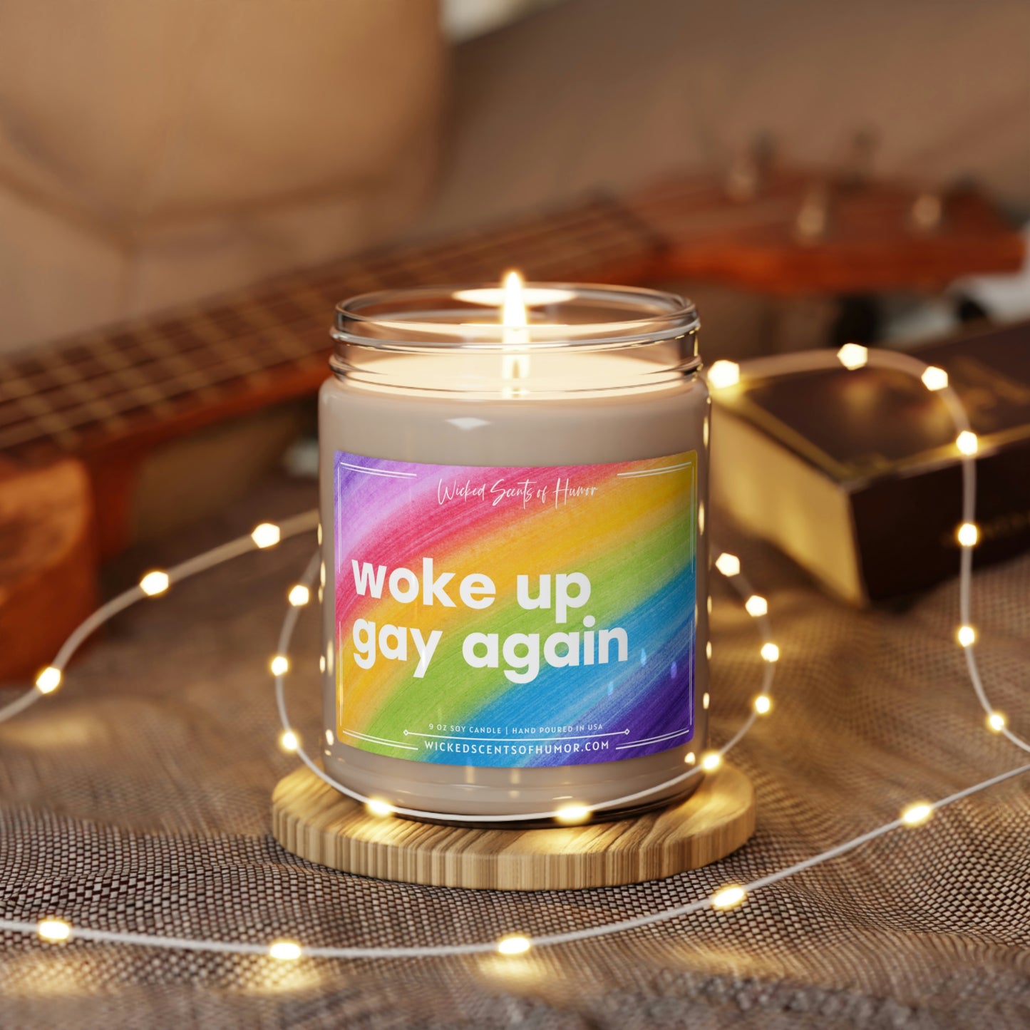 Woke Up Gay Again Candle, Gay Pride Month, LGBTQIA Support, Funny Gay Pride Gift, LGBTQ+ Owned Shop, Gay Gift 9oz Natural Soy Candle