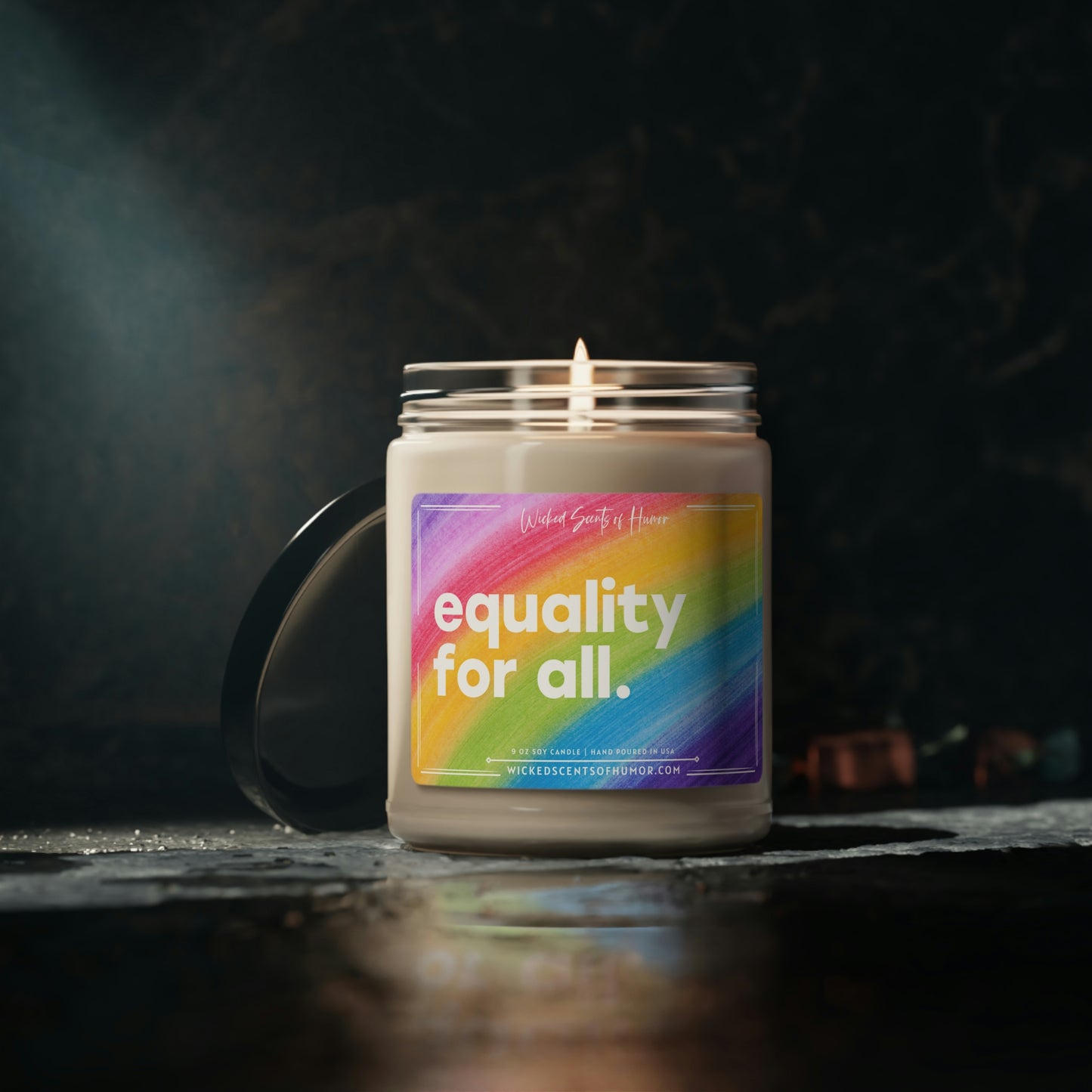 Equality for All Candle, Gay Pride Month, LGBTQIA Support, Funny Gay Pride Gift, LGBTQ+ Owned Shop, Gay Gift 9oz Natural Soy Candle
