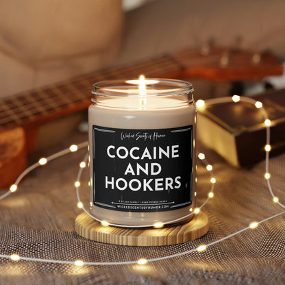 Cocaine & Hookers Soy Candle, All Natural Soy Candle, Perfect Gift for Him, Funny Candle, Gift for Her, Scented 9oz Soy Candle